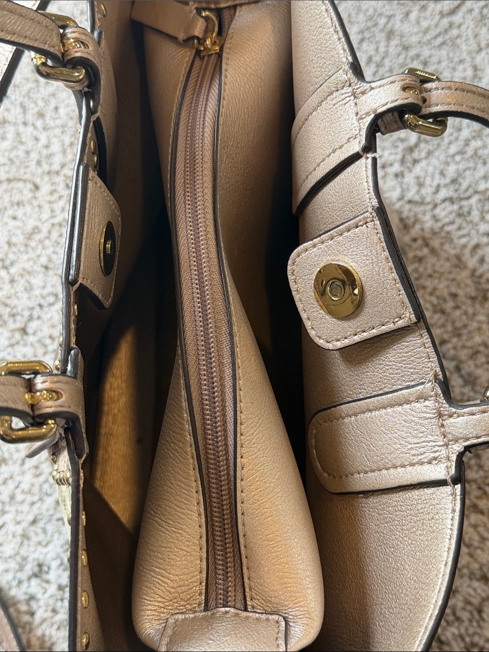 Calvin Klein Snake-Print Studded Tote Bag in Beige and Brown - Picture 5 of 12